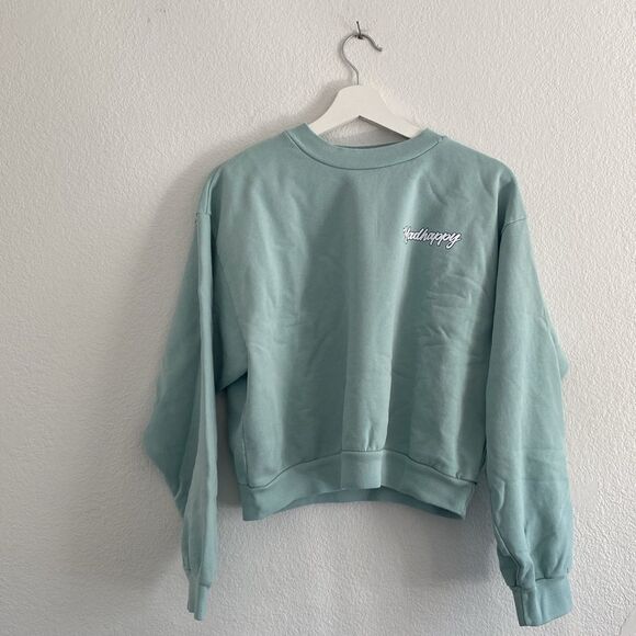 Madhappy Green Artwork Program Cropped Crewneck Sweater - Picture 2 of 6
